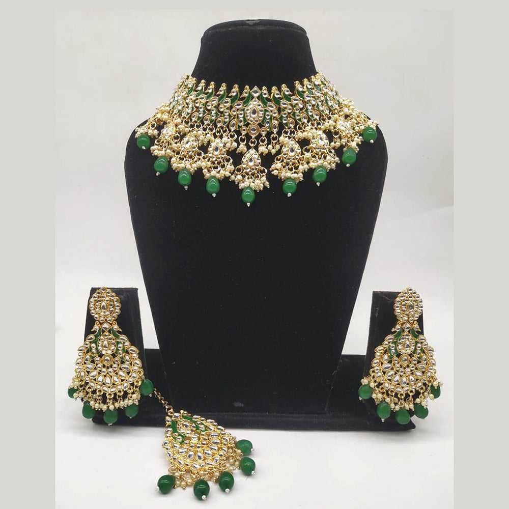 Vaamika Gold Plated Kundan Stone & Meenakari Necklace Set