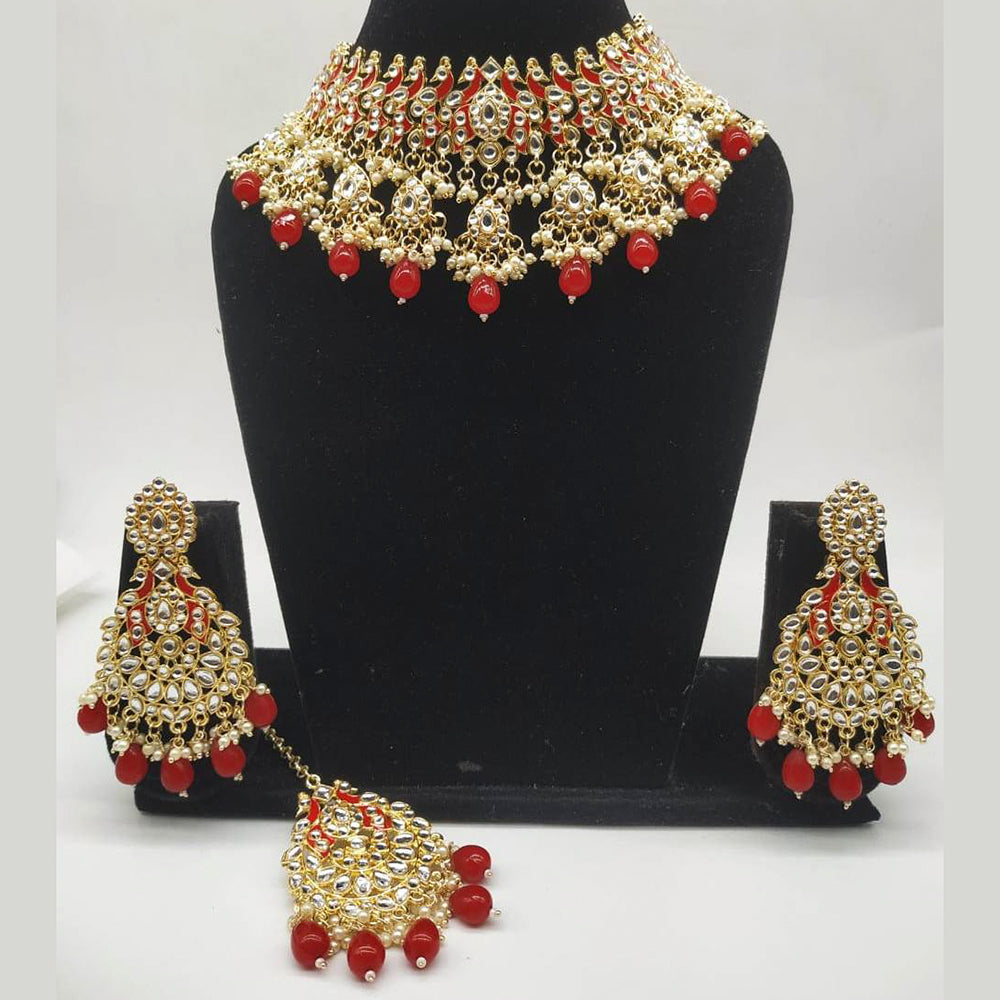 Vaamika Gold Plated Kundan Stone & Meenakari Necklace Set