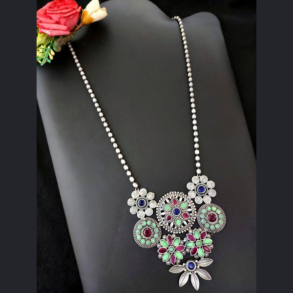 Vaamika Silver Replica Big Pendant Necklace