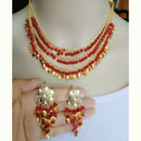 Vaamika Gold Plated Kundan Stone & Beads Traditional Choker Necklace Set- VMNECK398