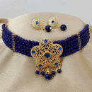 Vaamika Pota Stone & Beads Gold Plated Choker Necklace Set