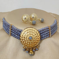 Vaamika Pota Stone & Beads Gold Plated Choker Necklace Set