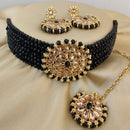 Vaamika Crystal Stone & Beads Gold Plated Choker Necklace Set