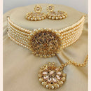 Vaamika Crystal Stone & Beads Gold Plated Choker Necklace Set