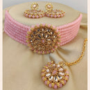 Vaamika Crystal Stone & Beads Gold Plated Choker Necklace Set