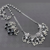 Vaamika Oxidized Plated Kundan Stone Haram Necklace Set