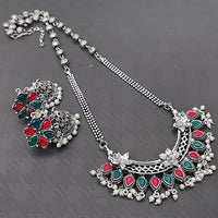 Vaamika Oxidized Plated Kundan Stone Haram Necklace Set