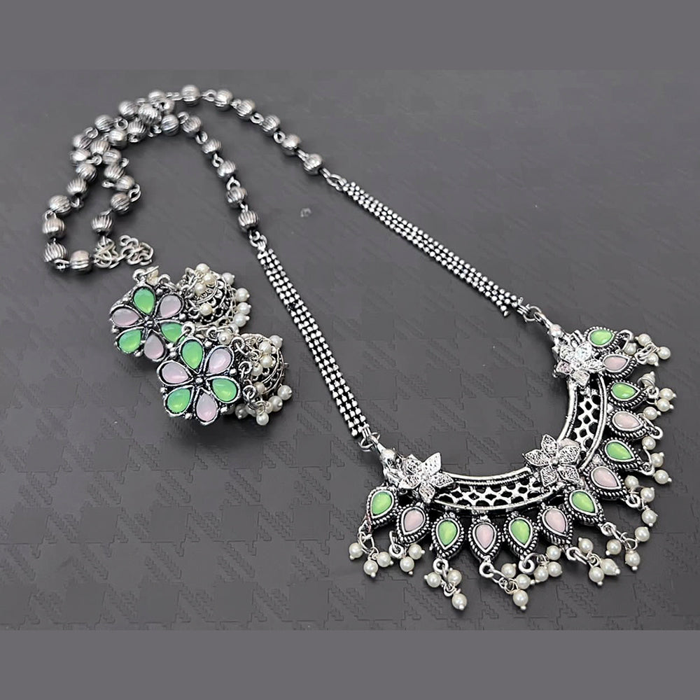 Vaamika Oxidized Plated Kundan Stone Haram Necklace Set