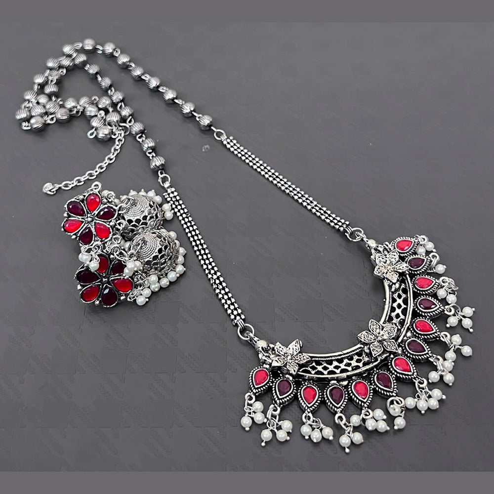 Vaamika Oxidized Plated Kundan Stone Haram Necklace Set