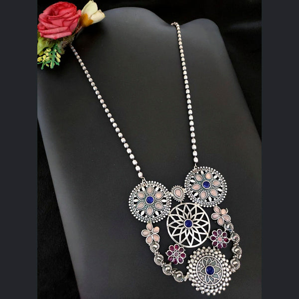 Vaamika Silver Replica Big Pendant Necklace