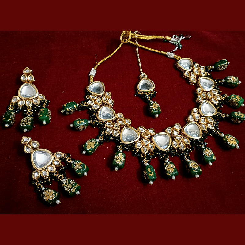 Vaamika Gold Plated Beads & Crystal & Kundan Stone Necklace Set