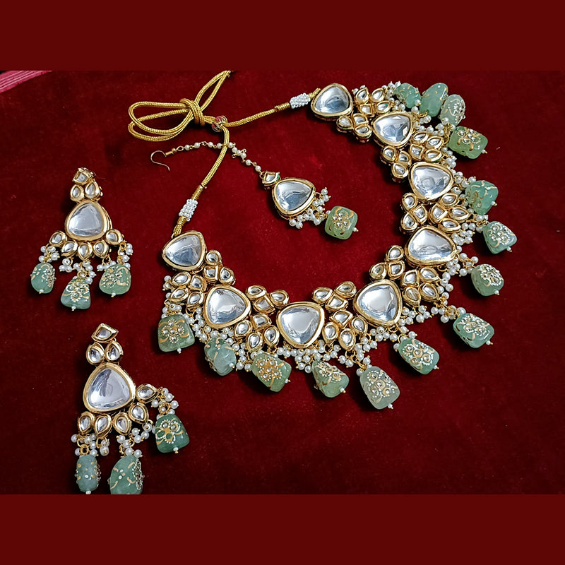 Vaamika Gold Plated Beads & Crystal & Kundan Stone Necklace Set