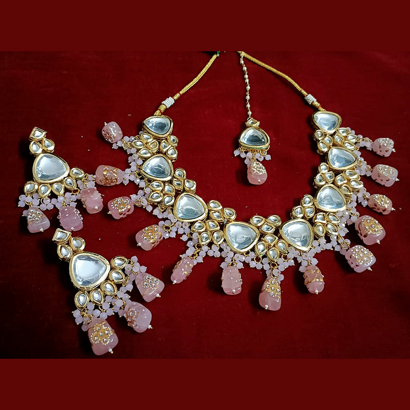 Vaamika Gold Plated Beads & Crystal & Kundan Stone Necklace Set