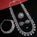 Vaamika Oxidized Plated Long & Choker Necklace Set With Nose Ring , Ring , Combo