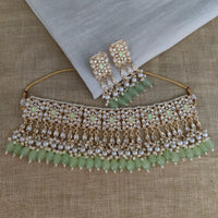 Vaamika Gold Plated Kundan Stone & Beads Necklace Set