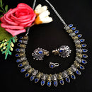 Vaamika Oxidised Plated Dual-Tone Stone Necklace set with Earrings and Nosepin