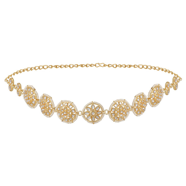 Mahi Gold Tone Kundan Floral Ethnic Head Chain For Women (VMP100102)