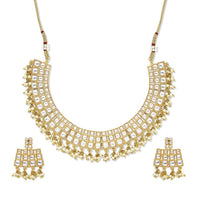 Mahi Traditional Ehtnic White Kundan Squares Choker Necklace Set for Women (VNCJ100210)