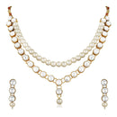 Mahi Traditional Jewellery Kundan and Artificial Pearl Necklace Set with Earrings for Women (VNCJ100247WHT)