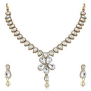 Mahi Traditional Jewellery Kundan and Artificial Pearl Necklace Set with Earrings for Women (VNCJ100250WHT)