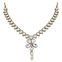 Mahi Traditional Jewellery Kundan and Artificial Pearl Necklace Set with Earrings for Women (VNCJ100250WHT)