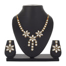 Mahi Traditional Jewellery Kundan and Artificial Pearl Floral Necklace Set with Earrings for Women (VNCJ100252WHT)