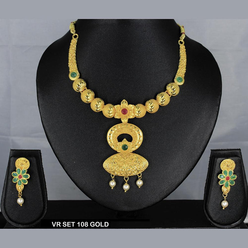 Mahavir Forming Gold Necklace Set - VR 108 GOLDEN SET