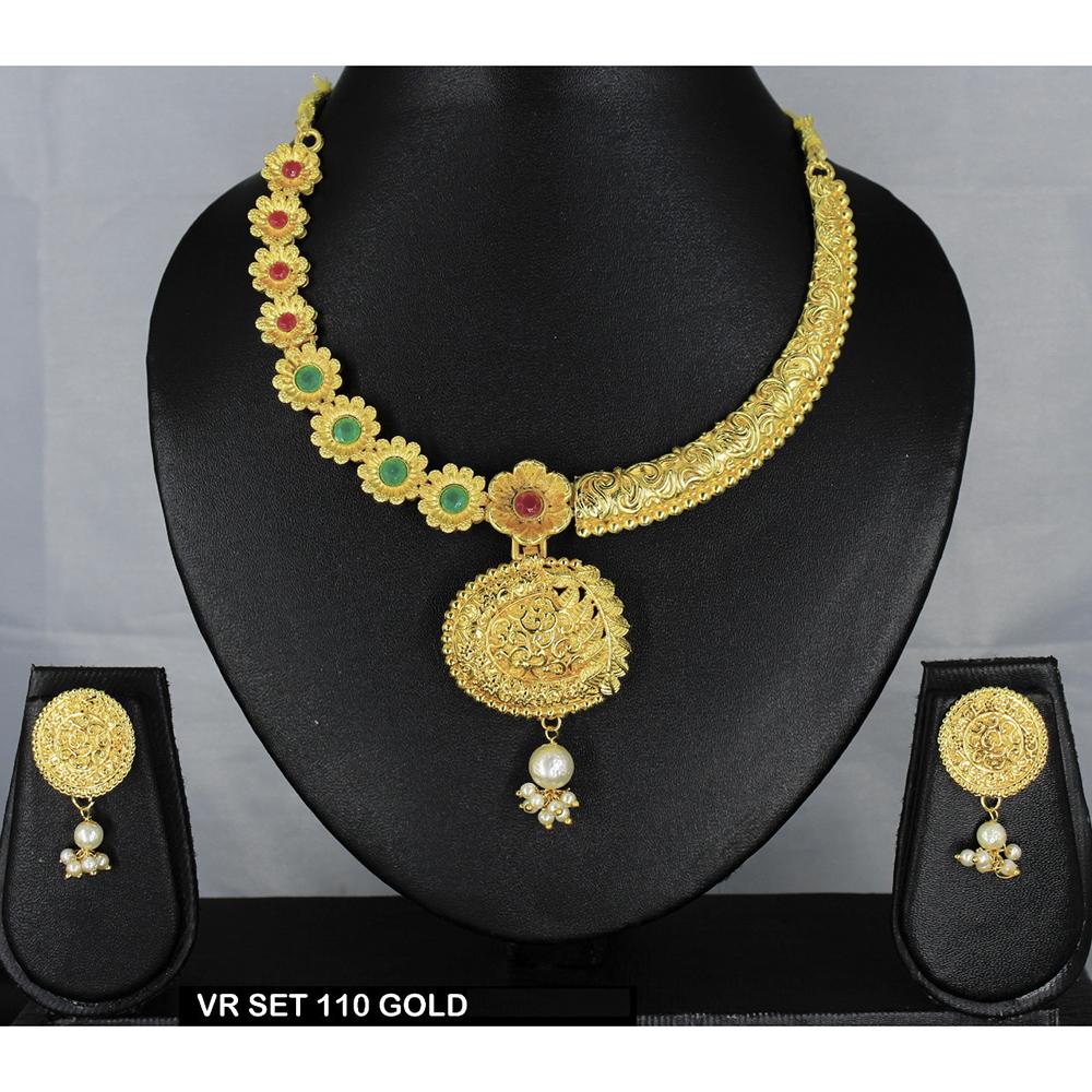 Mahavir Forming Gold Necklace Set - VR 110  GOLDEN SET