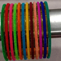 Shree Asha Bangles Pack Of 12 Velvet & Metal Multi Color bangles Set