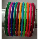 Shree Asha Bangles Pack Of 12 Velvet & Metal Multi Color bangles Set