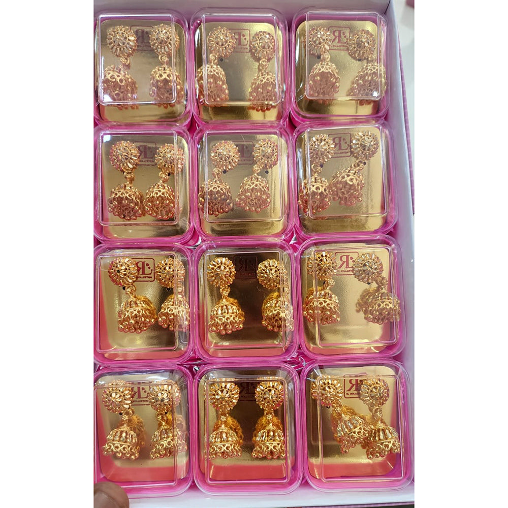 Perfect Gold Plated Pack Of 12 Jhumkis Earrings - PFEAR28