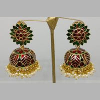 Midas Touch Gold Plated Meenakari Jhumki Earrings