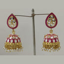 Midas Touch Gold Plated Dark Green Meenakari And Kundan Jhumki Earrings - Z0125