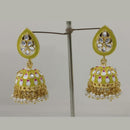 Midas Touch Gold Plated Dark Green Meenakari And Kundan Jhumki Earrings - Z0125