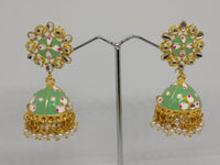 Midas Touch Gold Plated Meenakari And Pearl Jhumki Earrings - Z0127