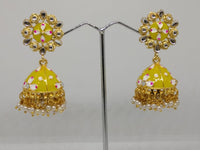 Midas Touch Gold Plated Meenakari And Pearl Jhumki Earrings - Z0127