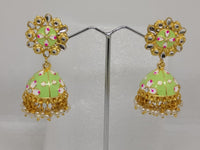 Midas Touch Gold Plated Meenakari And Pearl Jhumki Earrings - Z0127