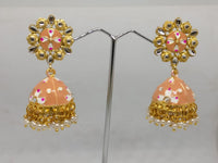 Midas Touch Gold Plated Meenakari And Pearl Jhumki Earrings - Z0127