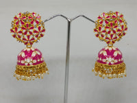 Midas Touch Gold Plated Meenakari And Pearl Jhumki Earrings - Z0144