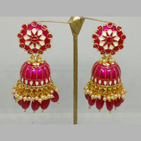 Midas Touch Gold Plated Meenakari Jhumki Earrings