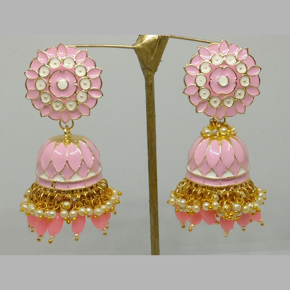 Midas Touch Gold Plated Meenakari Jhumki Earrings