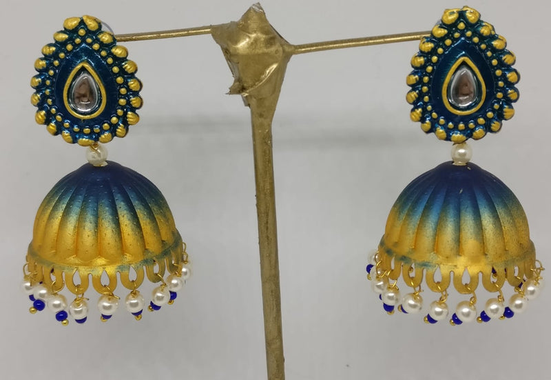 Midas Touch Gold Plated Meenakari And Kundan Jhumki Earrings