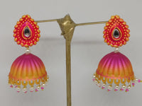 Midas Touch Gold Plated Meenakari And Kundan Jhumki Earrings