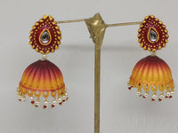 Midas Touch Gold Plated Meenakari And Kundan Jhumki Earrings