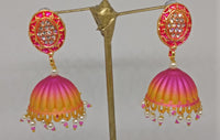 Midas Touch Gold Plated Meenakari And Kundan Jhumki Earrings