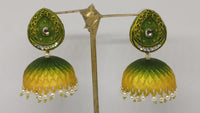 Midas Touch Gold Plated Meenakari And Kundan Jhumki Earrings