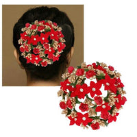 Apurva Pearls Austrian Stone Red Floral Hair Brooch - 1502269