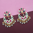 Tip Top Fashions White Meenakari And Beads Kundan Dangler Earrings
