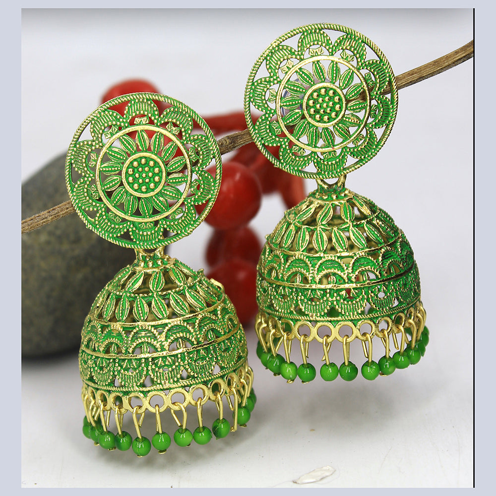Mahavir Gold Plated Meenakari Jhumki Earrings