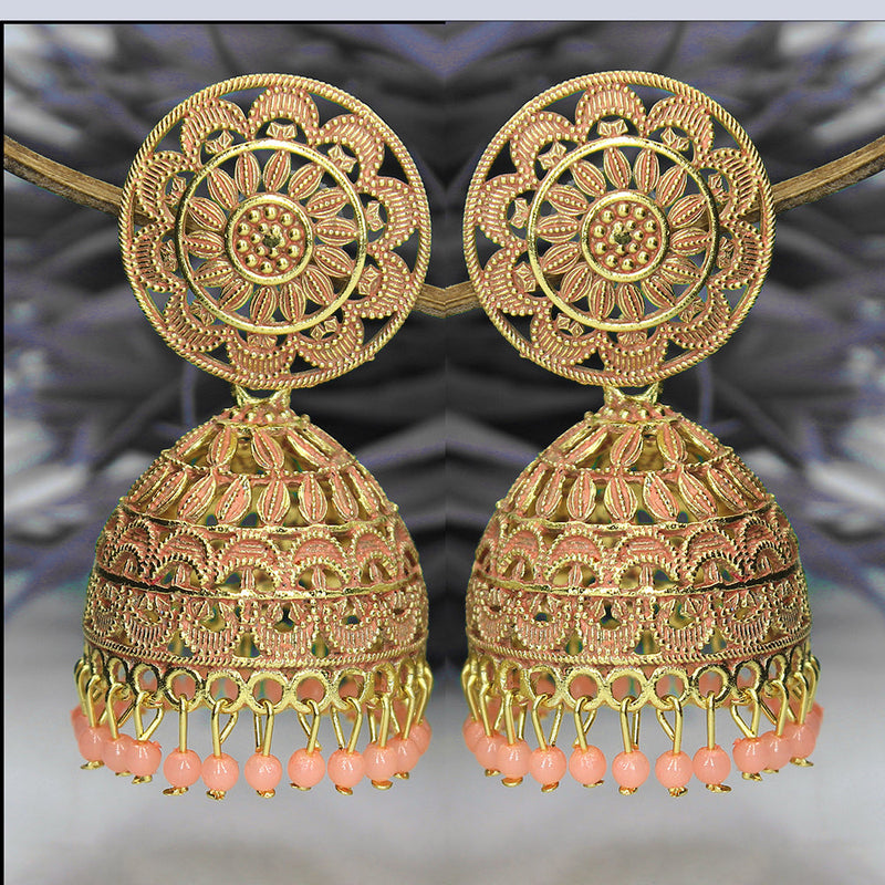 Mahavir Gold Plated Meenakari Jhumki Earrings